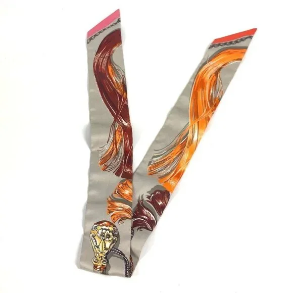 HERMES Twilly Twilly Twilly BandeauScarf Scarf silk gray